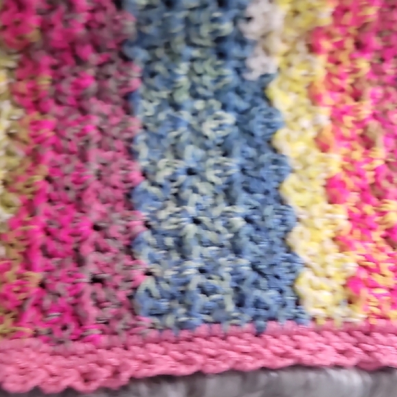 Colorful Striped Hand Crochet  Baby Blanket - Picture 6 of 8